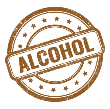 Kahverengi grungy vintage yuvarlak kauçuk damga üzerine ALCOHOL metin.