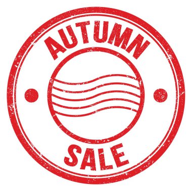 AUTUMN Satış metni kırmızı yuvarlak posta pulu işareti üzerine yazılmış