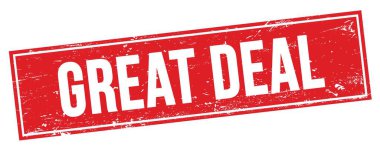 Kırmızı grungy dikdörtgen damgalı harika anlaşma metni.