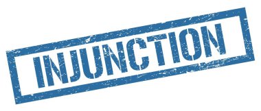 INJUNCTION blue grungy rectangle stamp sign. clipart
