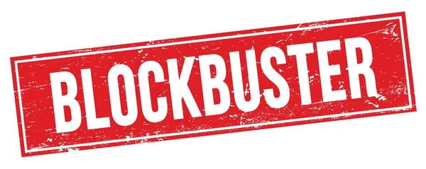 Blockbuster Text Röd Grungy Rektangel Stämpel Tecken — Stockfoto