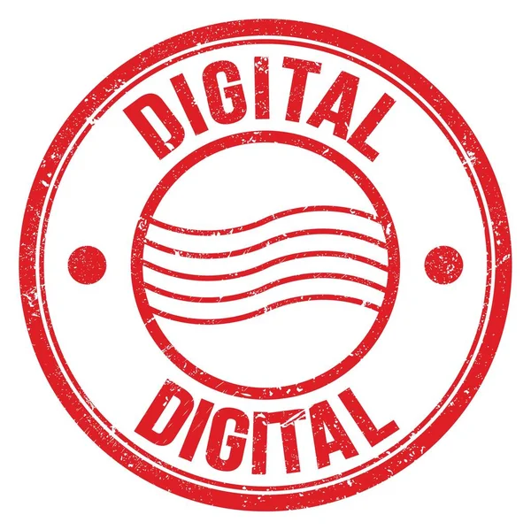 Digitale Woord Geschreven Rood Rond Postzegel Teken — Stockfoto