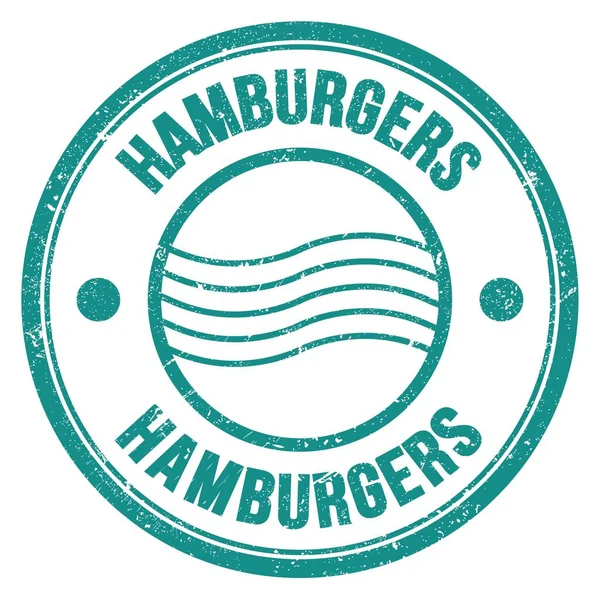 Hamburgers Palabra Escrita Azul Redondo Sello Postal — Foto de Stock