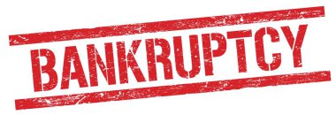 Kırmızı grungy dikdörtgen işareti üzerinde BANKRUPTCY metin.