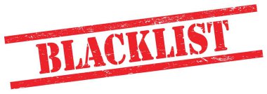Kırmızı grungy dikdörtgen vintage damga üzerinde BLACKLIST metin.