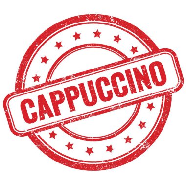 CapPPUCCINO metin üzerinde kırmızı vintage grungy yuvarlak kauçuk damga.