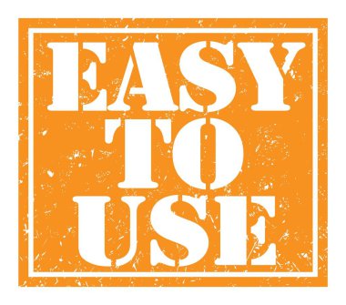 Kullanımı kolay, turuncu damga işareti üzerine yazılmış kelimeler