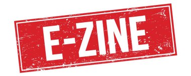 Kırmızı grungy dikdörtgen damga işareti üzerinde E-ZINE metni.