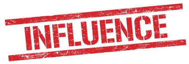 Kırmızı grungy dikdörtgen damga işareti üzerinde INFUENCE metin.