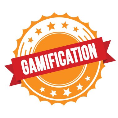Kırmızı turuncu rozet damgalı GAMIFICATION metni.