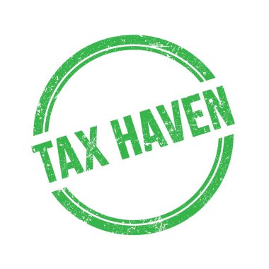 Yeşil grungy vintage yuvarlak pulu üzerine yazılmış Vergi HAVEN metni.