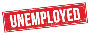 Kırmızı grungy dikdörtgen damga işareti üzerinde UNEMPLOYED metin.