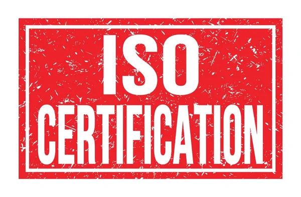 Iso Certification Ord Skrivna Röd Rektangel Stämpel Tecken — Stockfoto