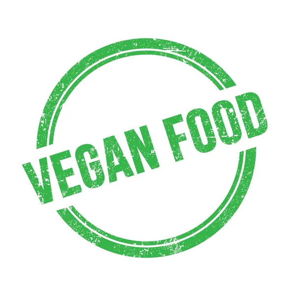 Vegan Food Text Geschrieben Auf Grüne Grungy Vintage Runde Marke — Stockfoto