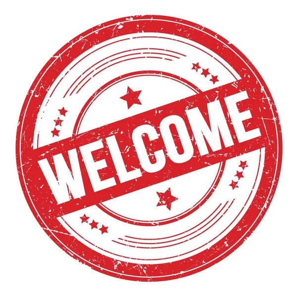 Welcome Text Red Grungy Texture Stamp — Stock Photo, Image