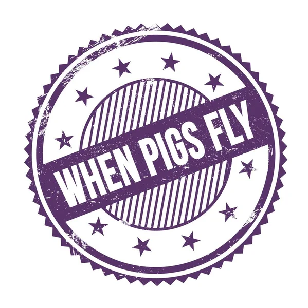 Kiedy Pigs Fly Tekst Napisany Fioletowym Indygo Grungy Zig Zag — Zdjęcie stockowe