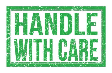 CARE İLE, yeşil dikdörtgen mühür üzerine yazılmış kelimeler