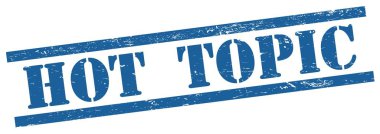 Mavi grungy dikdörtgen vintage damga üzerinde sıcak TOPIC metin.