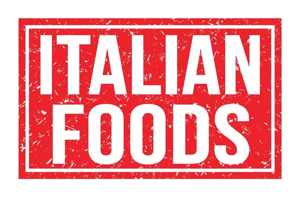 Alimentos Italianos Palabras Escritas Signo Del Sello Del Rectángulo Rojo — Foto de Stock