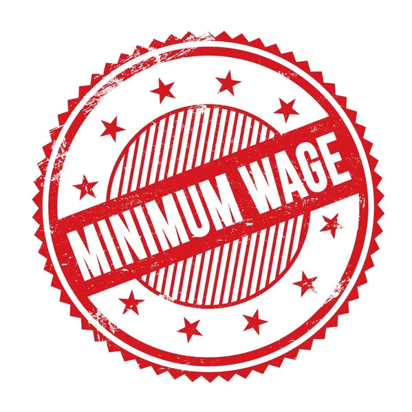 MINIMUM WAGE kırmızı grungy zig zag kenarları yuvarlak mühür üzerine yazılmış metin.