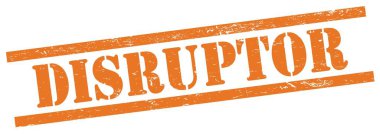 Portakallı grungy dikdörtgen vintage damgalı DISRUPTOR metin.