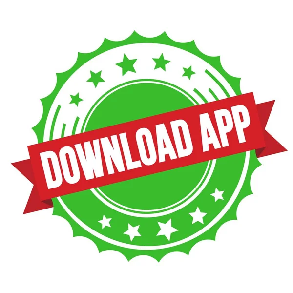 Download App Text Red Green Ribbon Badge Stamp — 图库照片