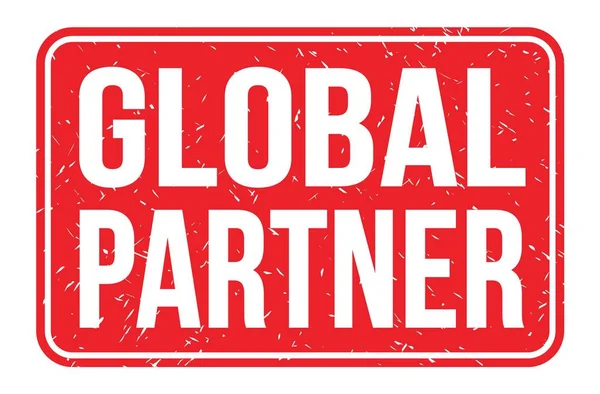 Global Partner Слова Написані Знаку Марки Червоного Прямокутника — стокове фото