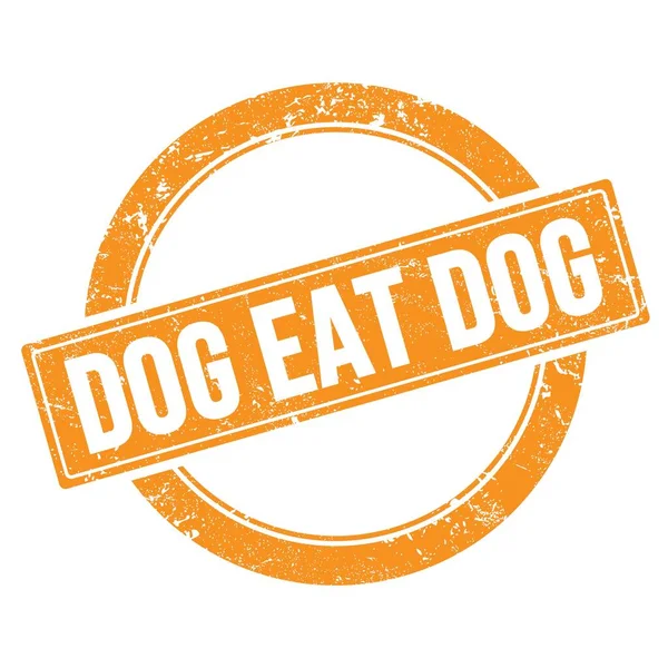 Dog Eat Dog Text Auf Orangefarbenem Grungy Rundem Vintage Stempel — Stockfoto