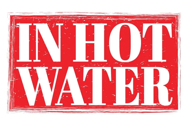 Hot Water Ord Skrivna Röd Grungy Stämpel Tecken — Stockfoto