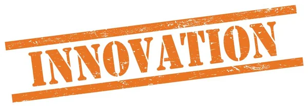 Innovation Text Orange Grungy Rektangel Vintage Stämpel — Stockfoto