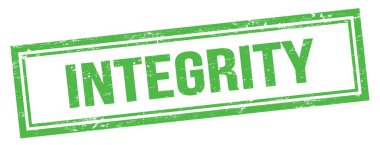 Yeşil grungy vintage dikdörtgen damgalı INTEGRITY metin.