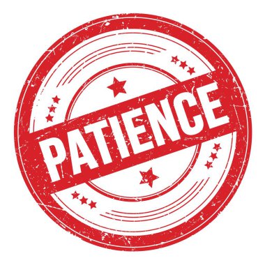 Kırmızı yuvarlak grungy doku damgası üzerine sabır metni.