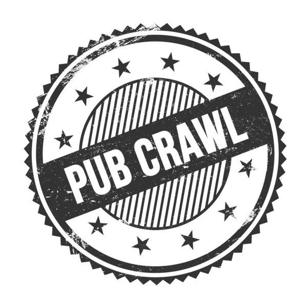 Pub Crawl Texto Escrito Preto Grungy Zig Zag Fronteiras Redondo — Fotografia de Stock