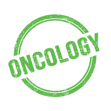 ONCOLOGY metin yeşil grungy vintage yuvarlak pul üzerine yazılmış.