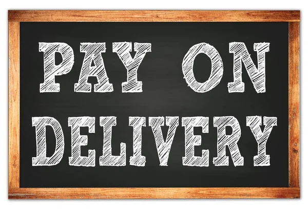 Pay Delivery Written Black Wooden Frame School Blackboard — Stock Photo, Image
