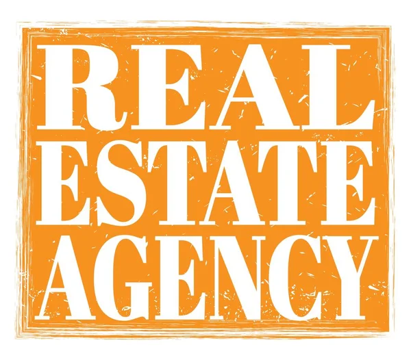 Real Estate Agency Napsaný Oranžové Grungy Razítko — Stock fotografie