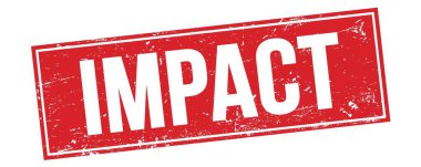 Kırmızı grungy dikdörtgen işareti üzerindeki IMPACT metni.
