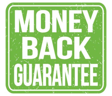 Money Back GuARANTEE, yeşil vintage mühür işareti üzerine yazılmış metin