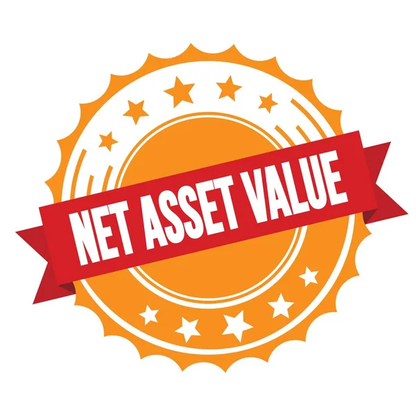 Net Asset ValueテキストOn赤オレンジリボンバッジスタンプ — ストック写真