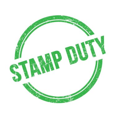 Yeşil grungy vintage yuvarlak pulla yazılmış StamP Duty metni.