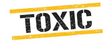 Siyah sarı grungy çizgileri üzerinde TOXIC metin işareti.