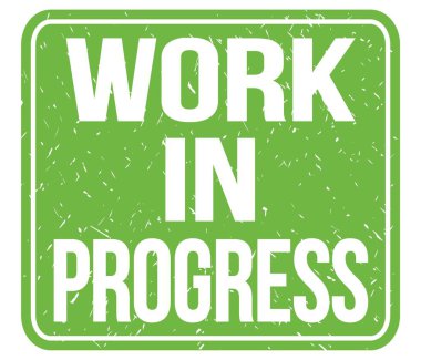 PROGRESS İŞ, yeşil vintage mühür işareti üzerine yazılmış metin