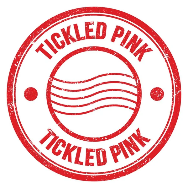 Tickled Pink Mot Écrit Sur Rouge Rond Timbre Postal Signe — Photo