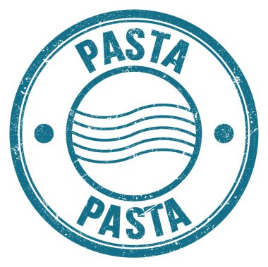 Mavi yuvarlak posta pulu işareti üzerine yazılmış PaSTA kelimesi