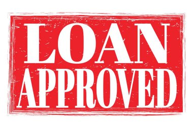 LOAN Onaylandı, kırmızı grungy mühür işareti üzerine yazılmış kelimeler
