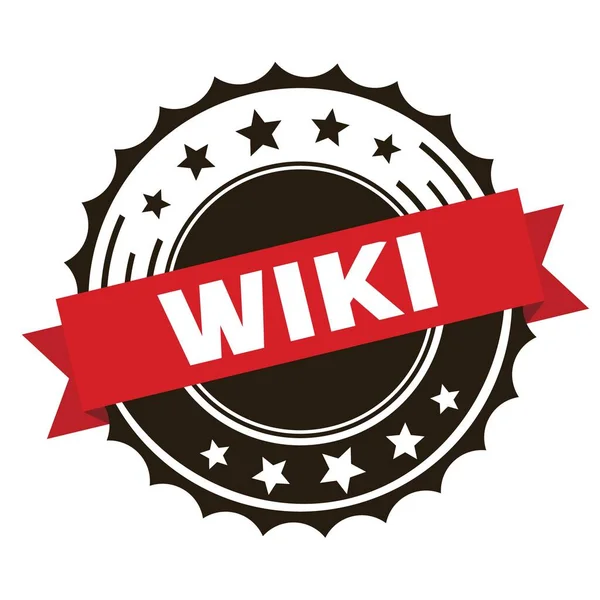 Teks Wiki Pada Cap Lencana Pita Coklat Merah — Stok Foto