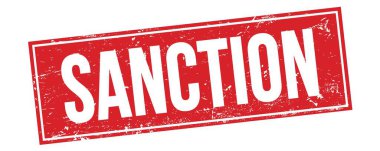 Kırmızı grungy dikdörtgen damga işareti üzerinde SANCTION metin.