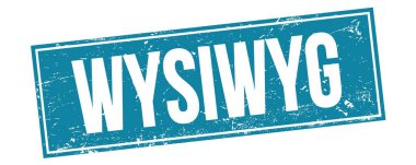 WYSIWYG mavi grungy dikdörtgen işareti üzerinde metin.