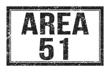 AREA 51, siyah dikdörtgen işareti üzerine yazılmış kelimeler