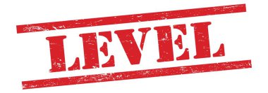 Kırmızı grungy vintage kauçuk damga üzerinde LEVEL metin.